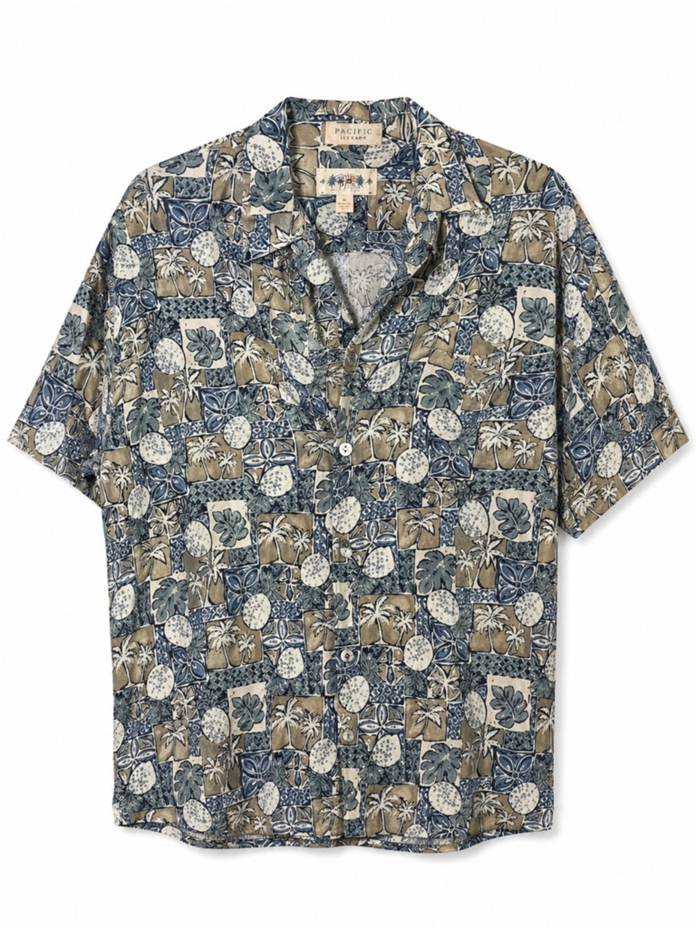 Vintage Campia Moda Pineapple Palm Print Rayon Hawaiian Shirt M